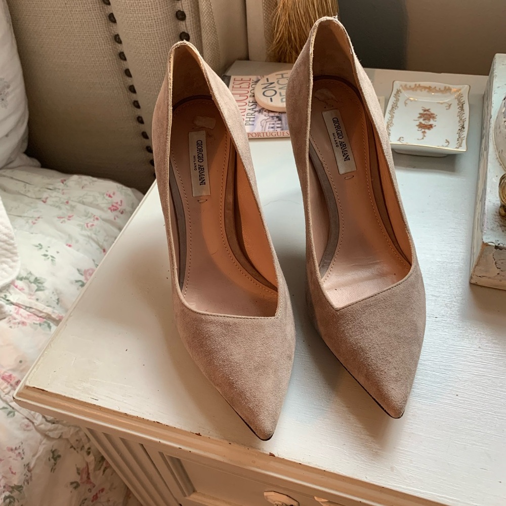 Giorgio Armani Women's Beige Suede Heels